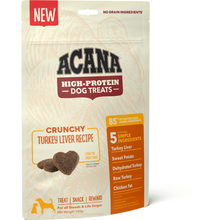 Acana High-Protein Dog Treats, Crunchy Turkey Liver Recipe