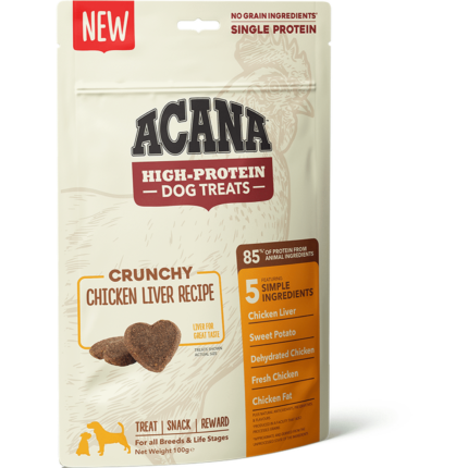 Acana High-Protein Dog Treats, Crunchy Chicken Liver Recipe