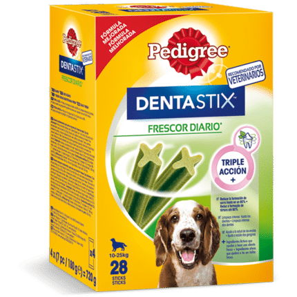 Pedigree Dentastix Fresh Snack Dental para la Higiene Oral y Contra el Mal Aliento de Perros Medianos 28ud