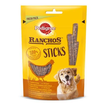 Pedigree Ranchos Sticks Snack para Perros Sabor Hígado de Pollo, 60g