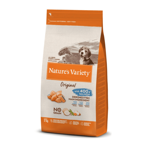 Comprar Puppy Nature's Variety Original No Grain, Pienso para Perros Junior  de todos los tamaños, Sin cereales, con Salmón sin espinas, 2kg en  animalesvip