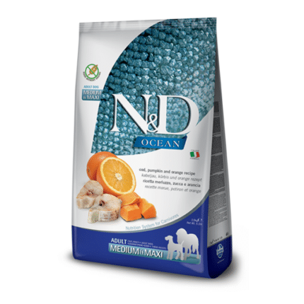 Farmina para perros - N&D Ocean canine - Bacalao, Calabaza y Naranja Adulto Medium & Maxi