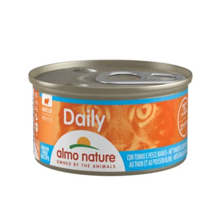 Almo Nature Cat Wet Daily Grain Free Mousse Atún y Pescado blanco 85g