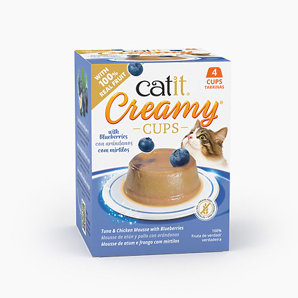 Catit Creamy Cups Mousse Atún y Pollo con Arandanos para Gatos