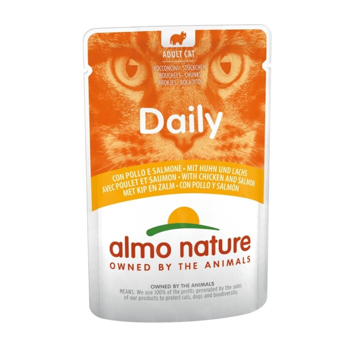 Almo Nature Cat Wet Daily Bocaditos Pollo y Salmón 70g - Imagen 1