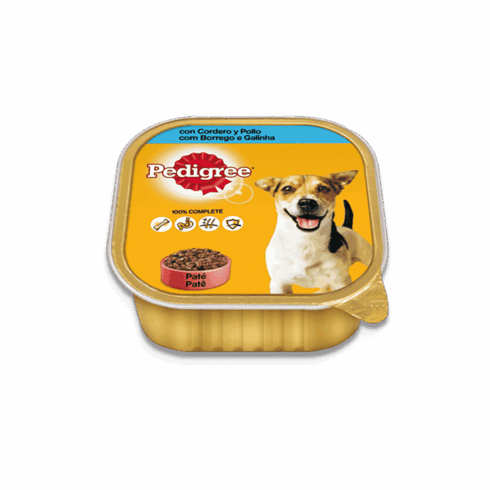 Pedigree Comida Húmeda para Perros Sabor Cordero y Pollo en Paté Tarrina 300g - Imagen 1