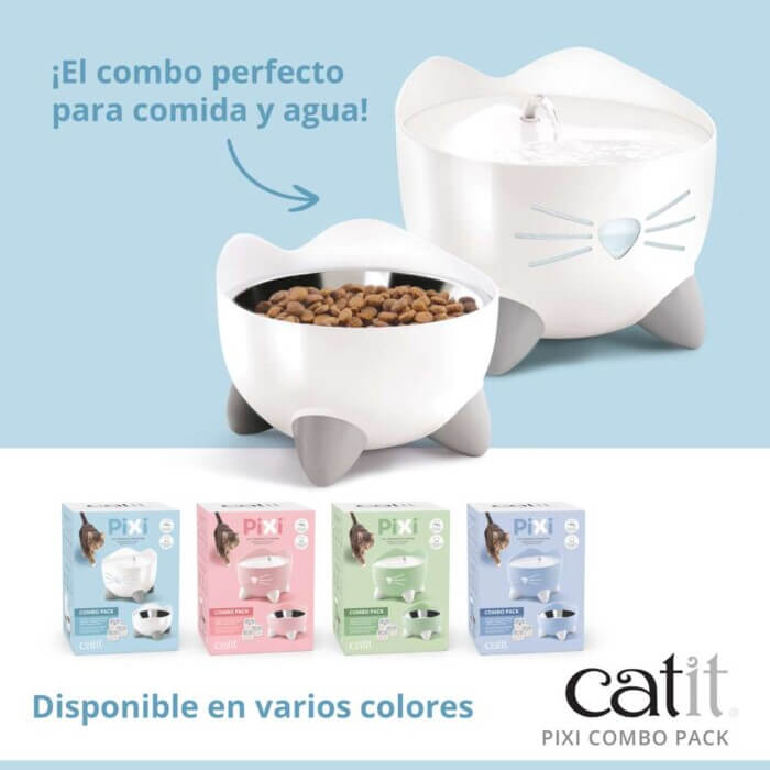 Catit Combo Fuente + Comedero Blanco para Gatos - Imagen 2