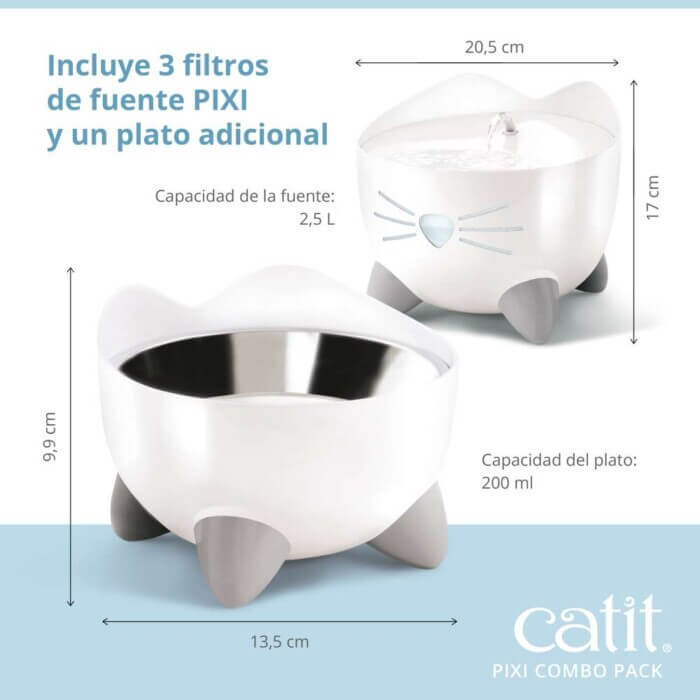 Catit Combo Fuente + Comedero Blanco para Gatos - Imagen 3
