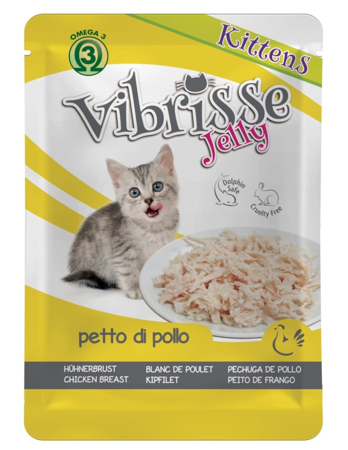 VIBRISSE GATITOS POUCH PECHUGA DE POLLO CON OMEGA3 EN GELATINA - Imagen 1