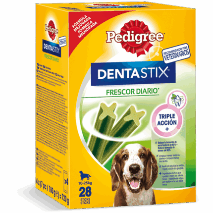 Pedigree Dentastix Fresh Snack Dental para la Higiene Oral y Contra el Mal Aliento de Perros Medianos 28ud