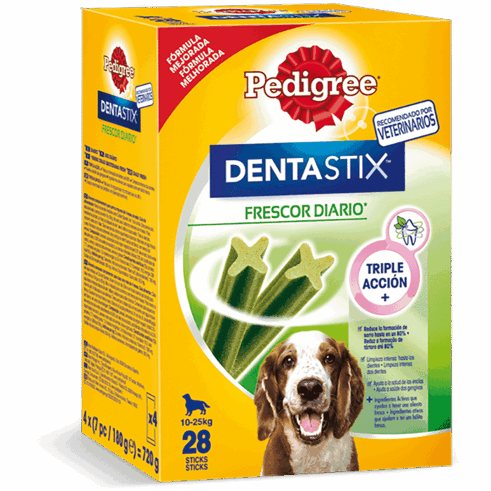 Pedigree Dentastix Fresh Snack Dental para la Higiene Oral y Contra el Mal Aliento de Perros Medianos 28ud - Imagen 1