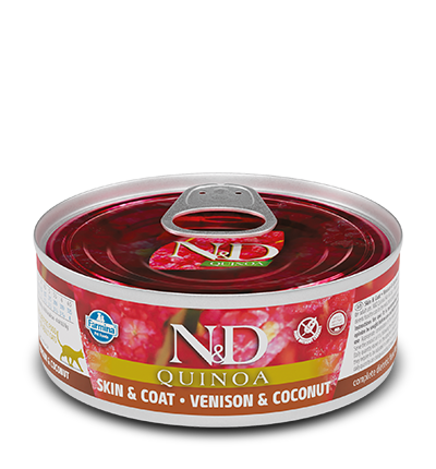 Farmina para gatos - N&D Quinoa Feline - Skin&Coat Venano lata (piel sensible)