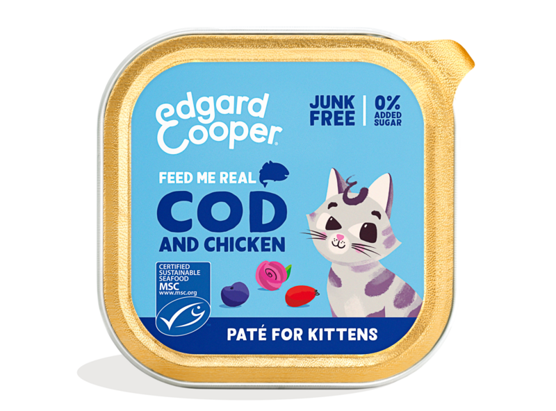 Edgard & Cooper Bacalao Y Pollo - Paté Tarrina 85 g Para Gatitos - Imagen 1