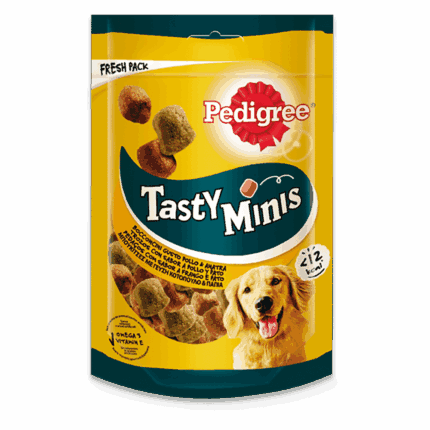Pedigree Tasty Mini Snacks para perros sabor Pollo y Pato 130g