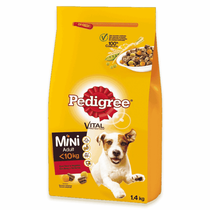 Pedigree Pienso para Perros Adultos Mini Sabor Buey y Verduras 1,4kg - Imagen 1