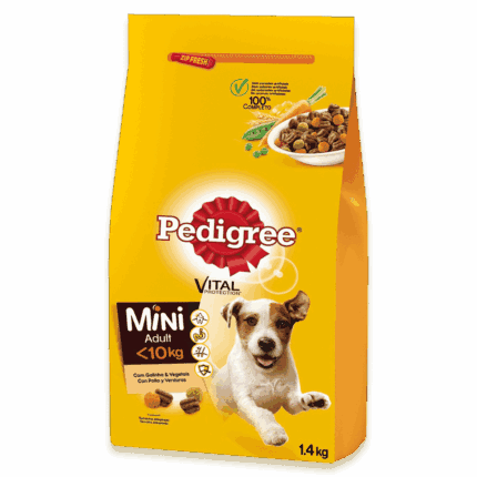 Pedigree Pienso para Perros Adultos Mini Sabor Pollo y Verduras 1,4kg
