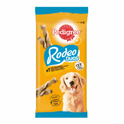 Pedigree Rodeo Duos Snack para Perros Sabor Pollo y Bacon 123g