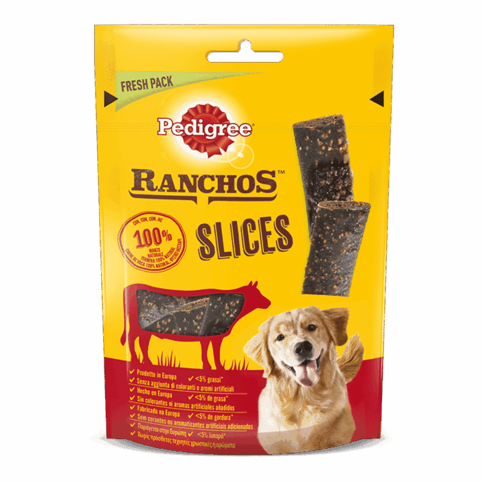 Pedigree Ranchos Slices Snack para Perros Sabor Ternera, 60g - Imagen 1