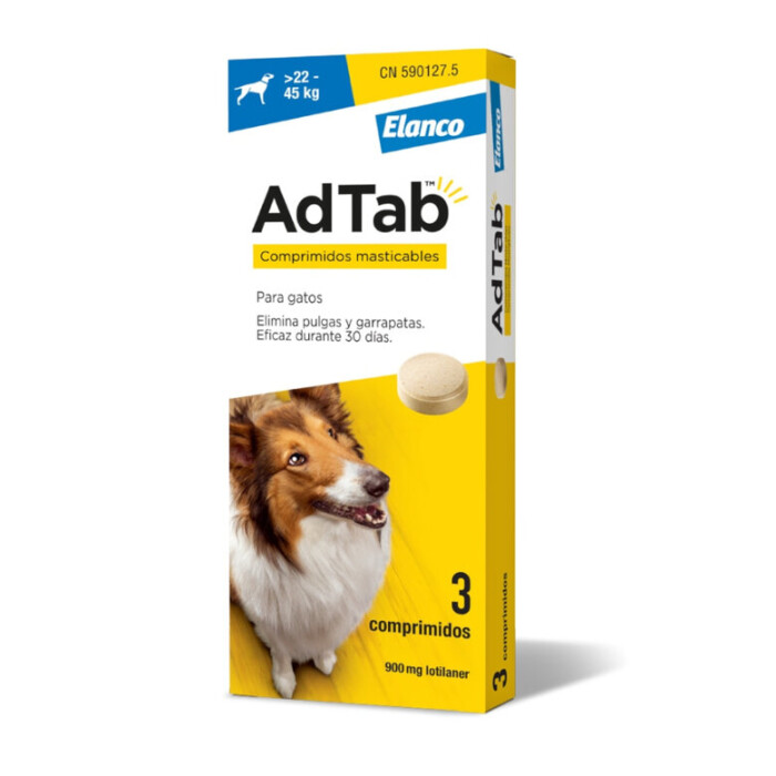 AdTab Antiparasitario Masticable Perros 3 Comprimidos - Imagen 1