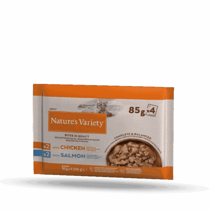 Nature's Variety Húmedo Gato Bocaditos en Salsa Pollo Salmón - Imagen 1