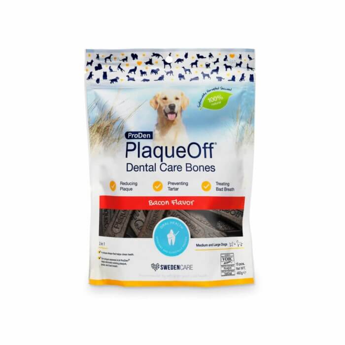 PlaqueOff Dental Care Bones Sabor Bacon 482g - Imagen 1
