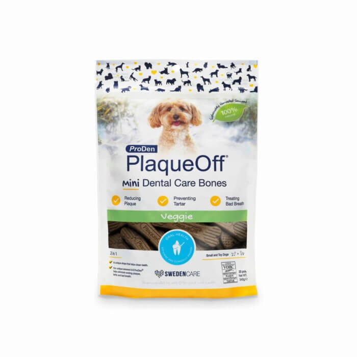 PlaqueOff Mini Dental Care Bones Sabor Veggie 340g - Imagen 1