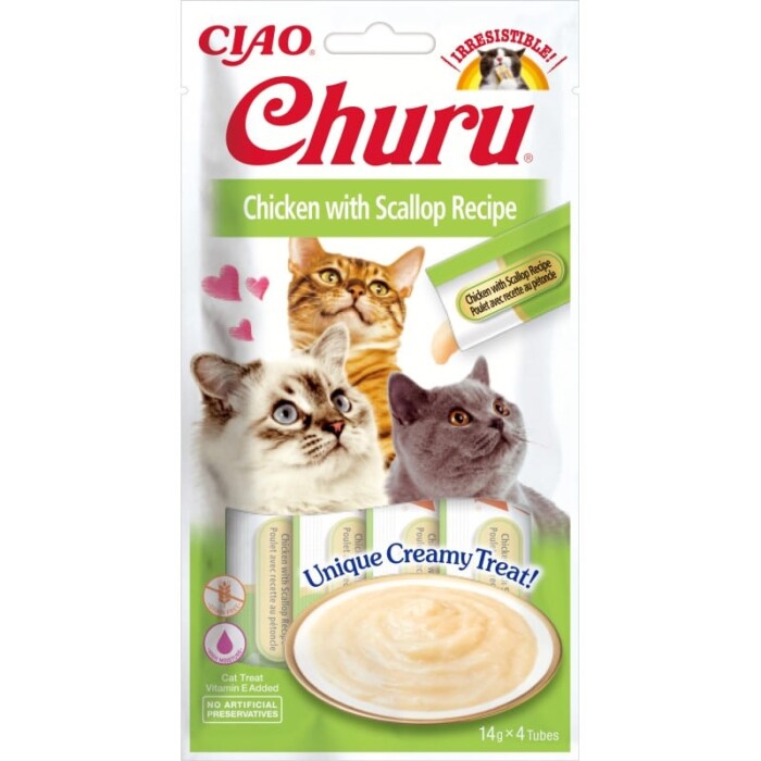 Churu Cat Pollo Con Vieira 4 x 14g - Imagen 1
