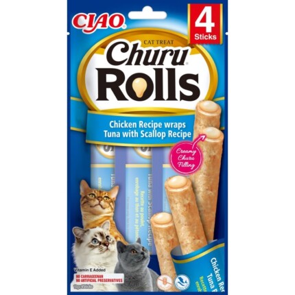 Churu Cat Rolls Atún Con Vieira 4 x 10g