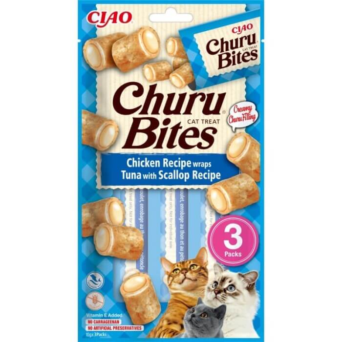 Churu Cat Bites Atún Con Vieira 3 x 10g - Imagen 1