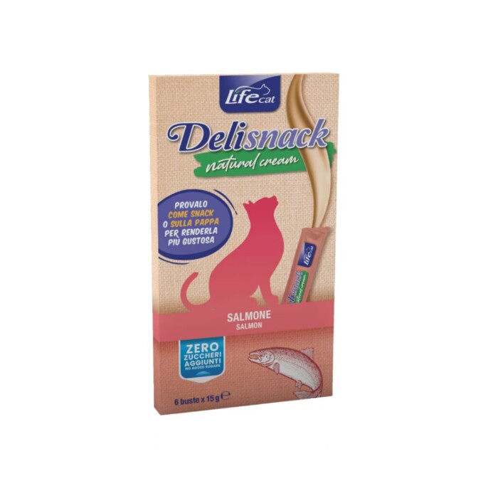 Deli Snack Cat Crema Salmón 6X15 Gr - Imagen 1