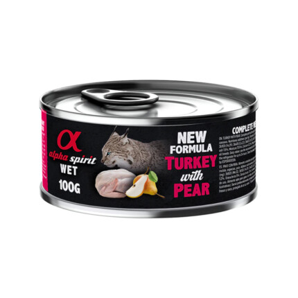 Alpha Spirit lata gato pavo con pera 100gr