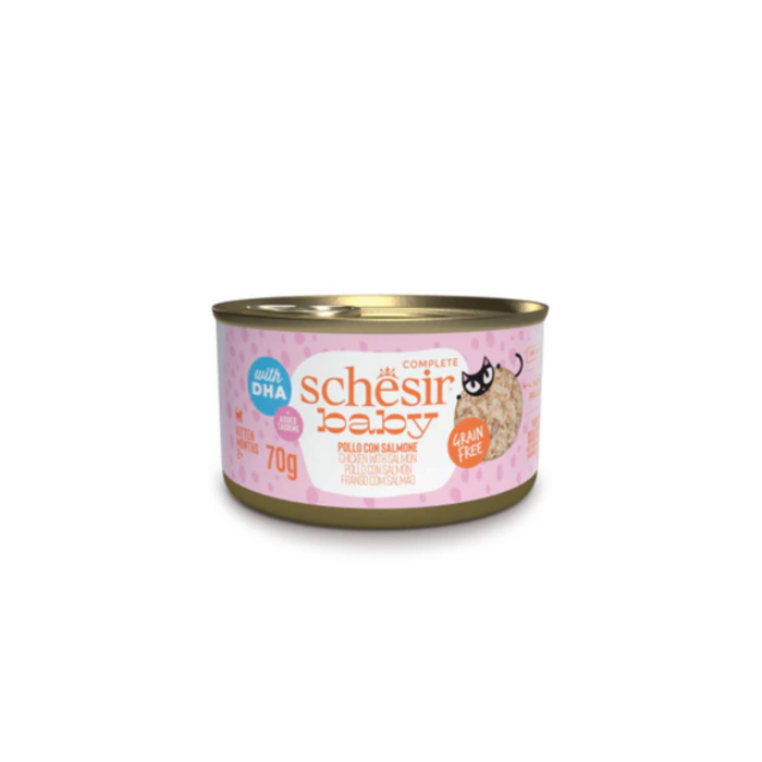 Schesir Baby In Broth Lata pollo y salmón 70gr - Imagen 1