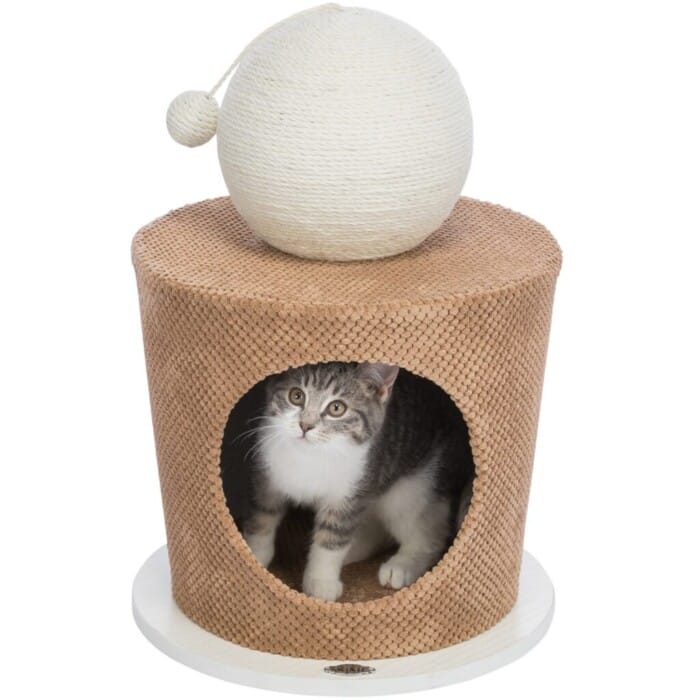 Cueva con bola rascadora. Taupe. ø 36 × 50 cm - Imagen 1
