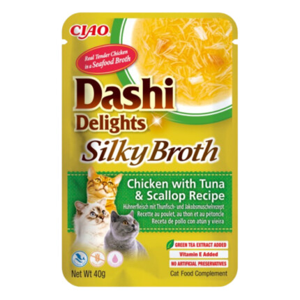 Churu Cat Dashi Silky Broth Pollo, Atún y Vieira 40g