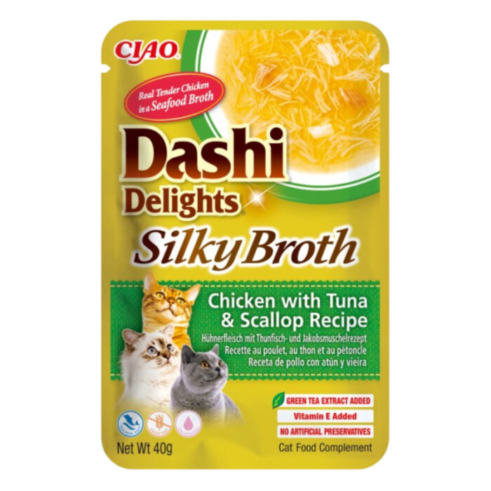 Churu Cat Dashi Silky Broth Pollo, Atún y Vieira 40g - Imagen 1