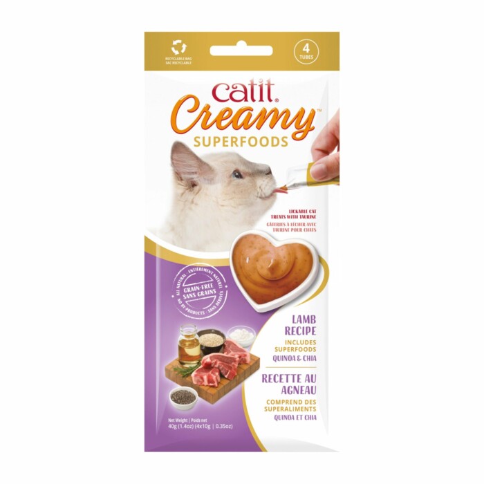 Catit Creamy Superfoods CorderoQuinoa y Chi 4x10g - Imagen 1
