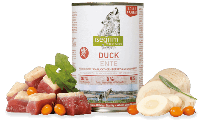 Isegrim Pato Chirivia Bayas Lata Para Perro 800g - Imagen 1