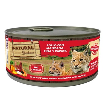 Natural Greatness Pollo Con Manzana, Piña Y Papaya Para Gatos 185g