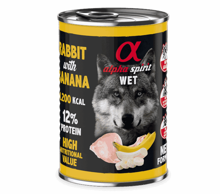 Alpha Spirit Lata Conejo Con Plátano Para Perros - Imagen 1