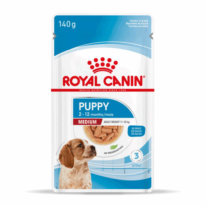 Royal Canin PUPPY - MEDIUM - Trocitos en salsa 140 Gr - Imagen 1