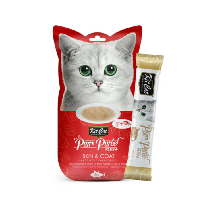 Kit Cat PurrPuree PLUS - Atún Piel y Pelo 60g (4x15g) - Imagen 1