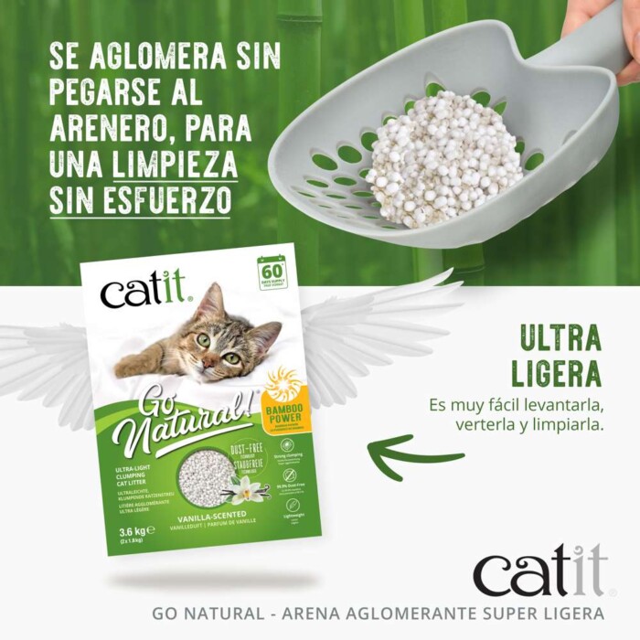 Pack Arena Catit Go Natural Bambú 1,4kg+ Catit Arenero Loo Con Pala - Imagen 10