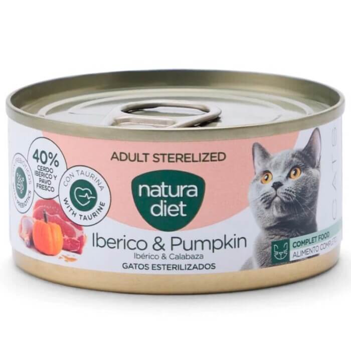 Natura Diet Cat Adult Paté Sterilized Iberico y Calabaza 85 Gr - Imagen 1