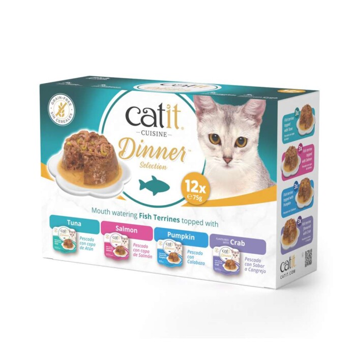 Catit Cuisine Dinner Pescado Pack Variado 12u x75g - Imagen 1