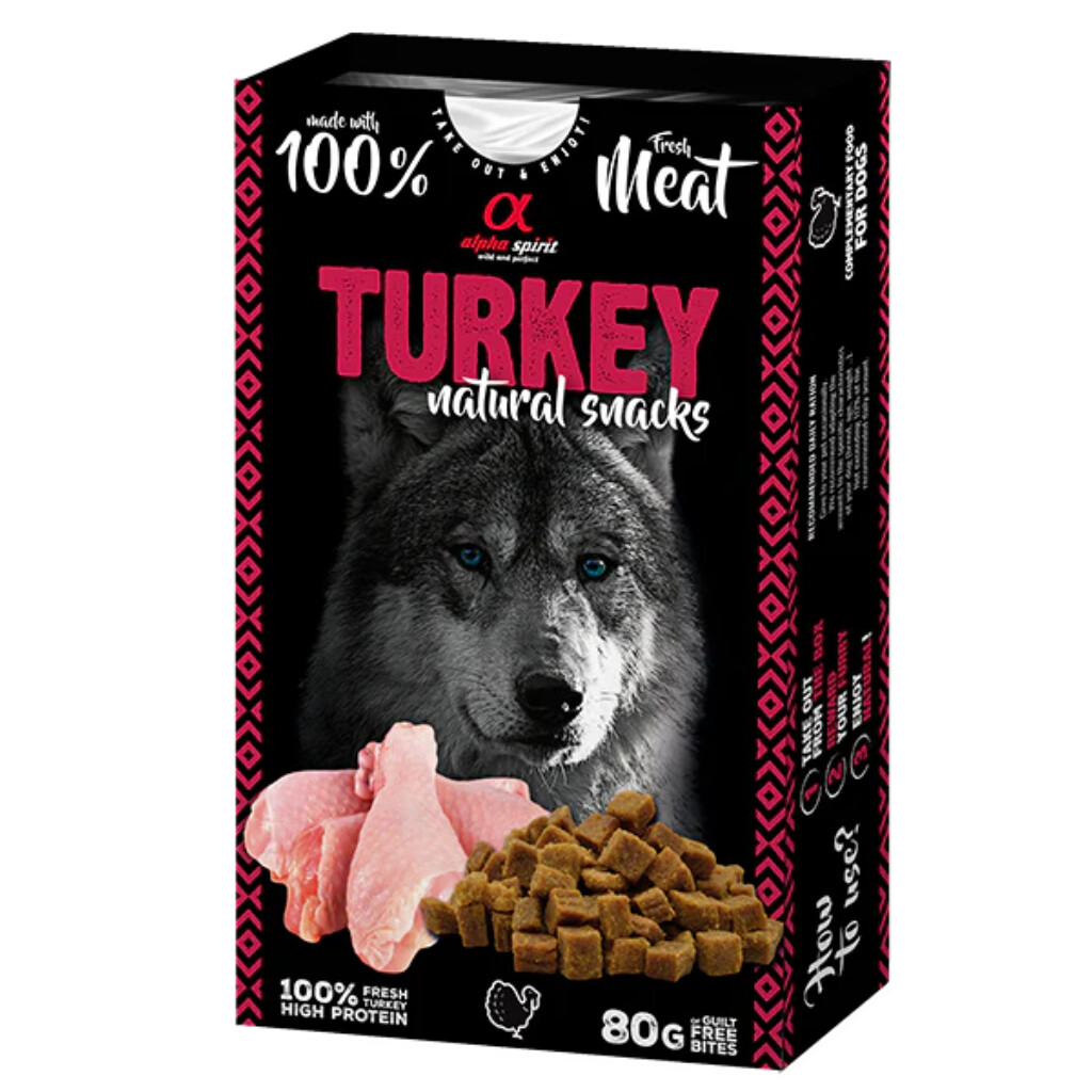 Alpha Spirit Snack Natural Pavo Perro 80 Gr Alpha Spirit Snack Natural Pavo Perro 80g - Imagen 1
