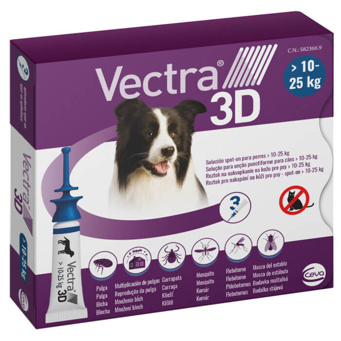 Vectra 3D Pipetas Antiparasitarias Caja 3u para Perros 10-25kg - Imagen 1