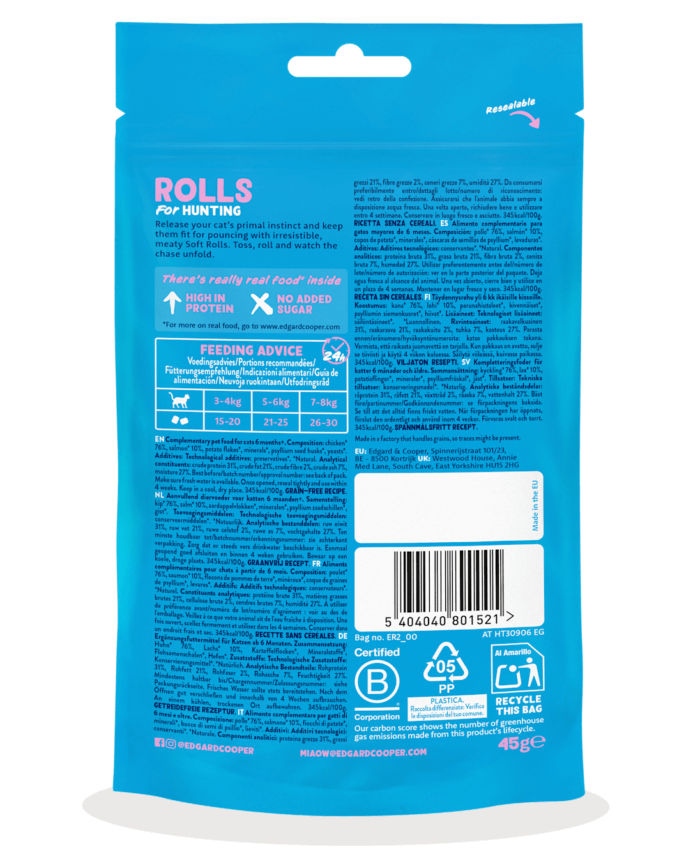 Edgar Cooper Snacks Rolls Pollo y Salmón 45gr- Para Gato - Imagen 2