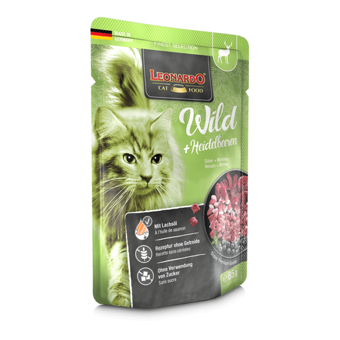 bl-pouch-finest-selection-wild-heidelbeeren-85g-li.png Leonardo Húmedo Venado y Arándano para Gatos 85g - Imagen 1