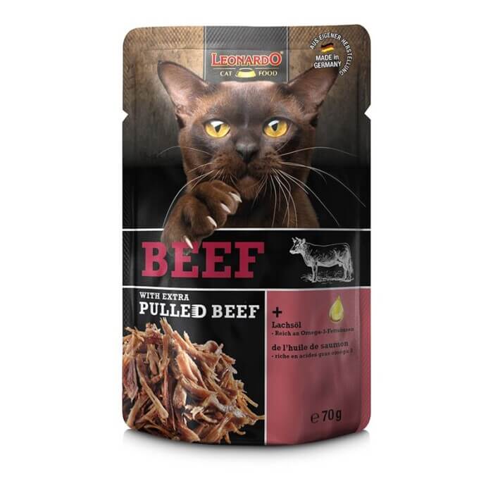 bl-pouch-pulled-beef-beef-70g-front_800x800.jpg Leonardo Húmedo Ternera y Pulled Beef para Gatos 70g - Imagen 1