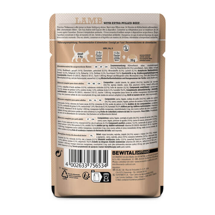 Leonardo Húmedo Cordero y Ternera para Gatos 70g - Imagen 2